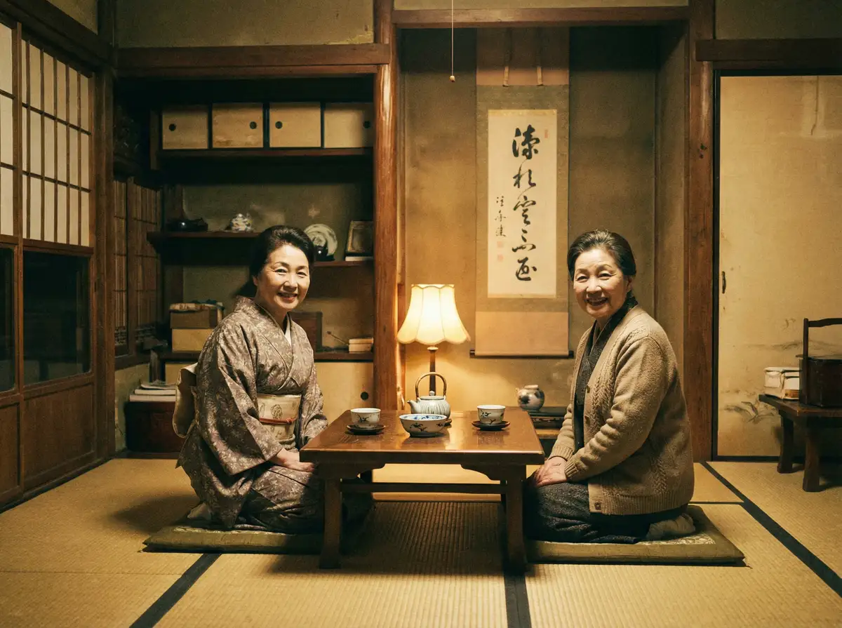 两位优雅的 熟女人妻 - 熟女人妻官方入口 | 热门短视频熟女人妻大全 在日式茶室中品茶交谈